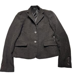 Theory Blazer Women 6 Brown Two Buttons Long Sleeve Academia Made in USA FLAW